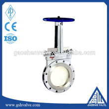 Stainless steel knife wafer type gate valve for paper pulp